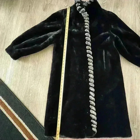 Vintage Faux Fur Luxurious Long Black Grey Long Coat Women Size M - Picture 12 of 15